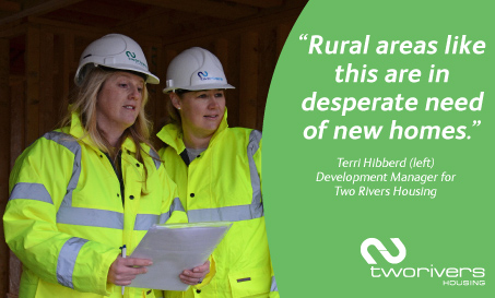 Development manger Terri Hibberd with Head of Development Angharad Hodge on a site. Terri is quoted as saying Rural areas like this are in desperate need of new homes.